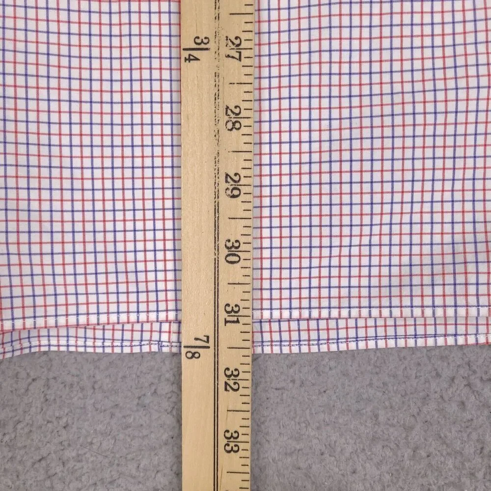 J Crew Shirt Mens XL White Blue Red Plaid 2 Ply‎ Cotton Button Down Long Sleeve